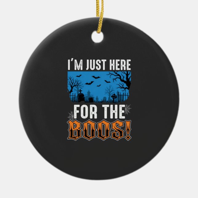 Halloween Boos Ghost Graveyard Vector Design_1 Ceramic Tree Decoration (Front)