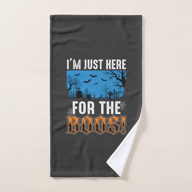 Halloween Boos Ghost Graveyard Vector Design_1 Hand Towel (Hand Towel)