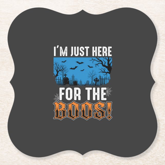 Halloween Boos Ghost Graveyard Vector Design_1 Paper Coaster (Front)