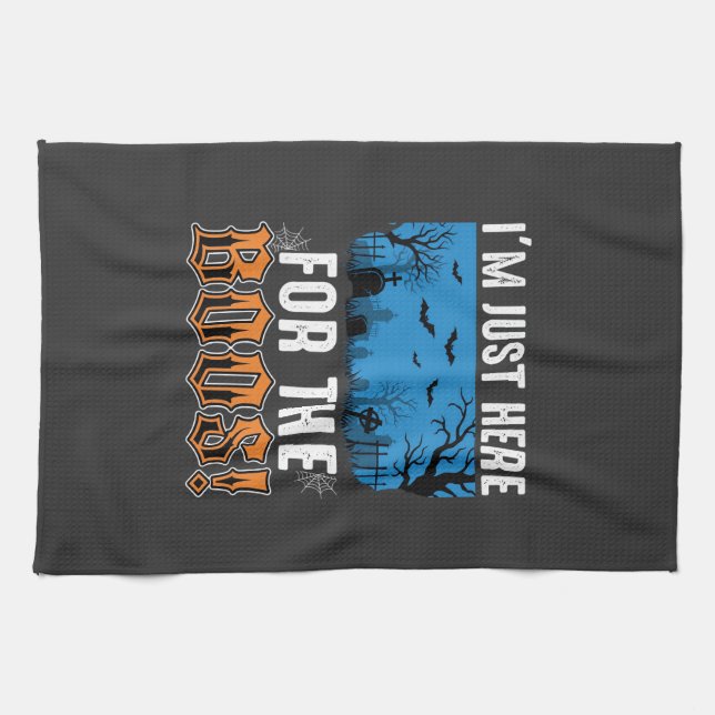 Halloween Boos Ghost Graveyard Vector Design_1 Tea Towel (Horizontal)