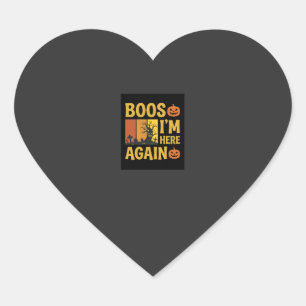 Halloween Boos Im Here Again Retro Graveyard Desig Heart Sticker