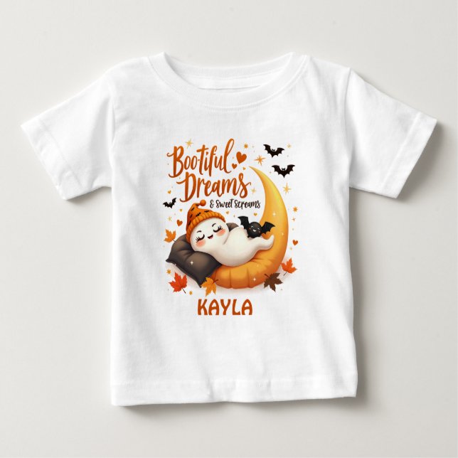 Halloween Bootiful Dreams Cute Ghost Sweet Screams Baby T-Shirt (Front)