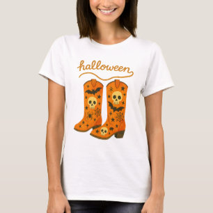 Halloween Boots Spooky Western Rodeo T-Shirt