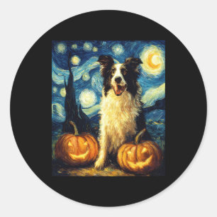 Halloween Border Collie Fall Pumpkin Classic Round Sticker