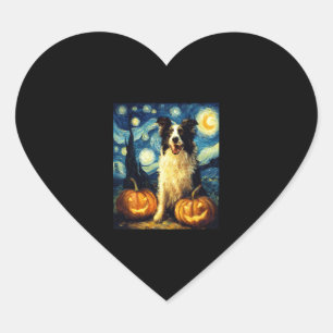 Halloween Border Collie Fall Pumpkin Heart Sticker