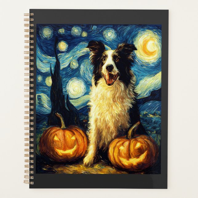 Halloween Border Collie Fall Pumpkin Planner (Front)