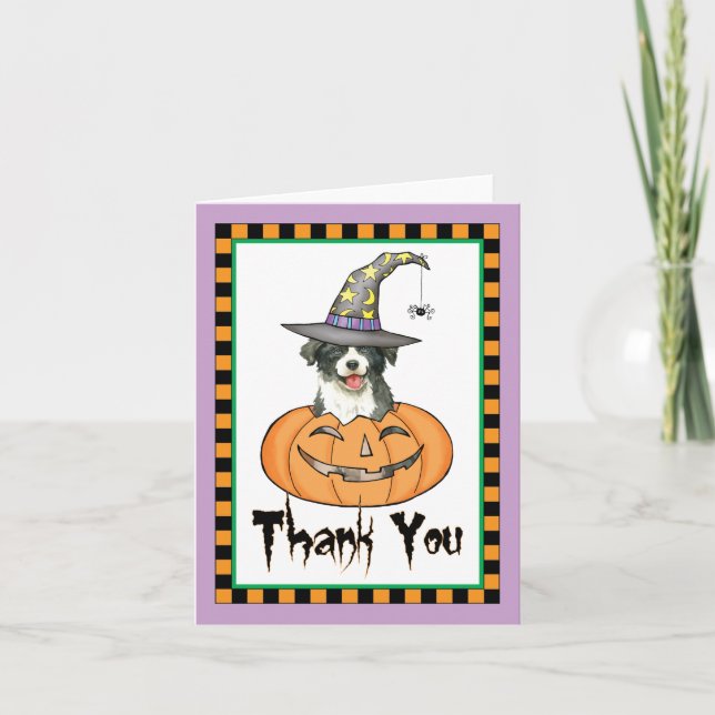 Halloween Border Collie Thank You Card (Front)