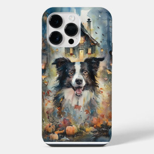 Halloween Border Collie With Pumpkins Scary iPhone 14 Pro Max Case