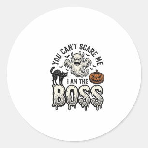 Halloween Boss Ghost Vintage Engraving Shirt Desig Classic Round Sticker