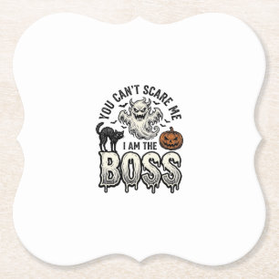 Halloween Boss Ghost Vintage Engraving Shirt Desig Paper Coaster