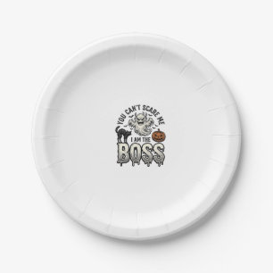 Halloween Boss Ghost Vintage Engraving Shirt Desig Paper Plate