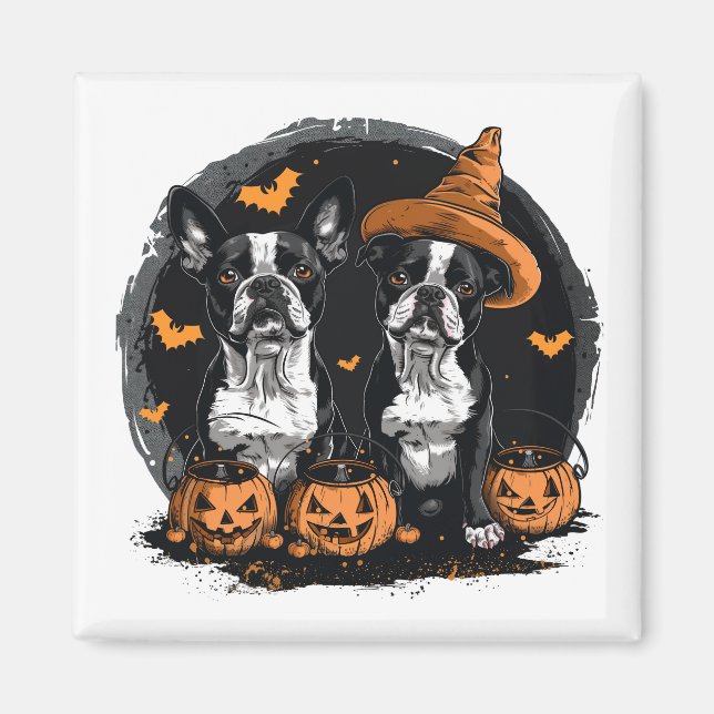 Halloween Boston Terrier Dogs Magnet (Front)