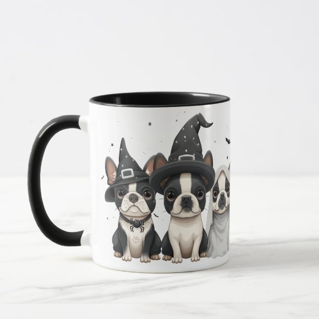 Halloween Boston Terrier Dogs Mug (Left)
