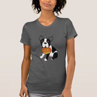 Halloween Boston Terrier with Jack O' Lantern T-Shirt