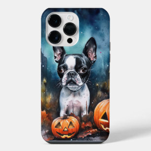 Halloween Boston Terrier With Pumpkins Scary iPhone 14 Pro Max Case