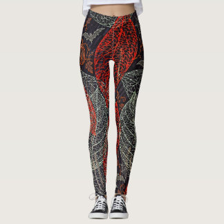 Halloween Botanical Leggings with Pumpkins & Bats