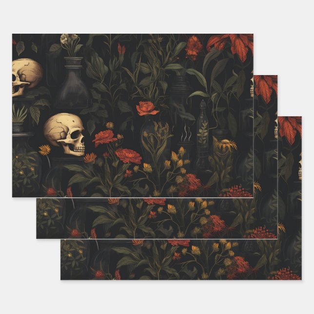 Halloween Botanical pattern Wrapping Paper Sheet (Set)