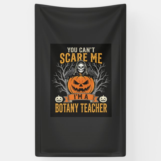 Halloween Botany Teacher Skeleton Pumpkin Design Banner (Vertical)