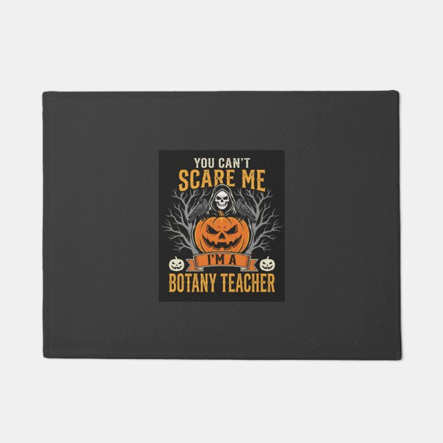 Halloween Botany Teacher Skeleton Pumpkin Design Doormat (Front)