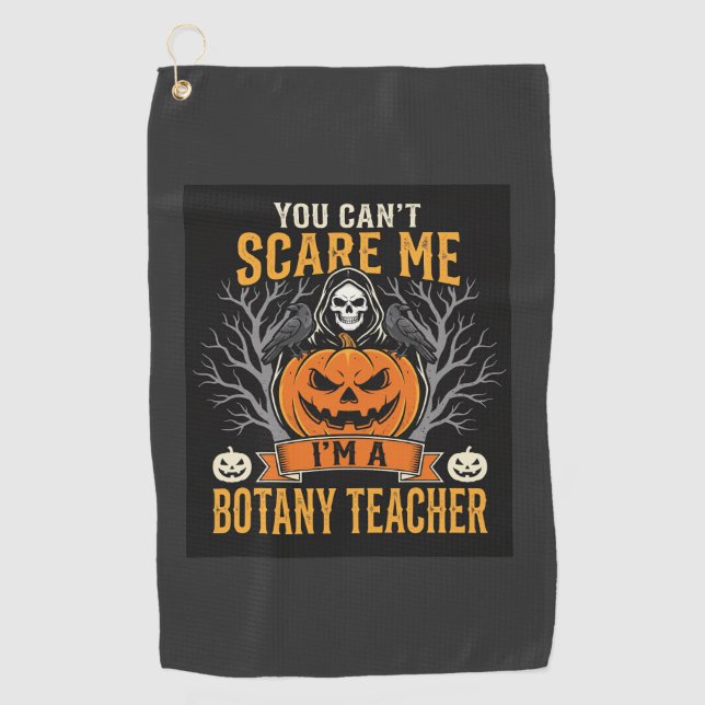 Halloween Botany Teacher Skeleton Pumpkin Design Golf Towel (Front)