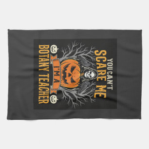 Halloween Botany Teacher Skeleton Pumpkin Design Tea Towel