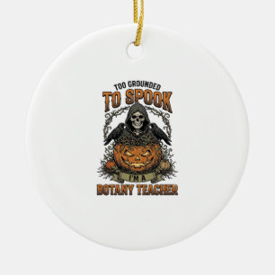 Halloween Botany Teacher Vintage Engraving Pumpkin Ceramic Tree Decoration