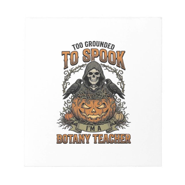 Halloween Botany Teacher Vintage Engraving Pumpkin Notepad (Front)