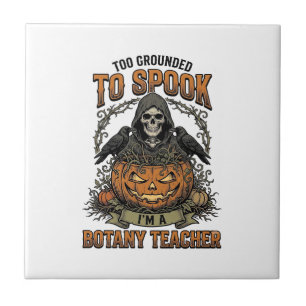 Halloween Botany Teacher Vintage Engraving Pumpkin Tile