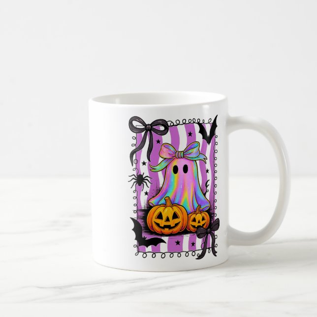Halloween Bow Shirt Cute Skull Pumpkin Sweets Fun  Coffee Mug (Right)