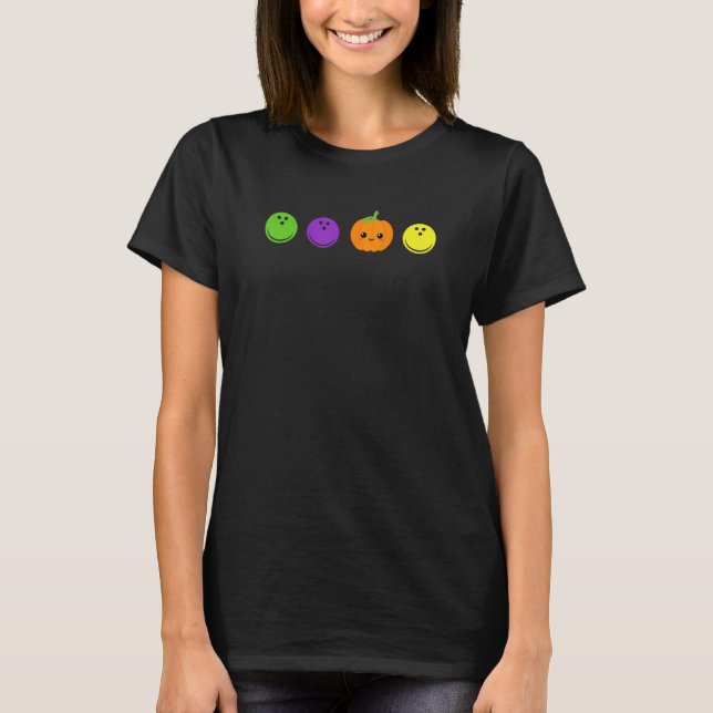 Halloween bowling ball cute pumpkin for bowler on  T-Shirt (Front)