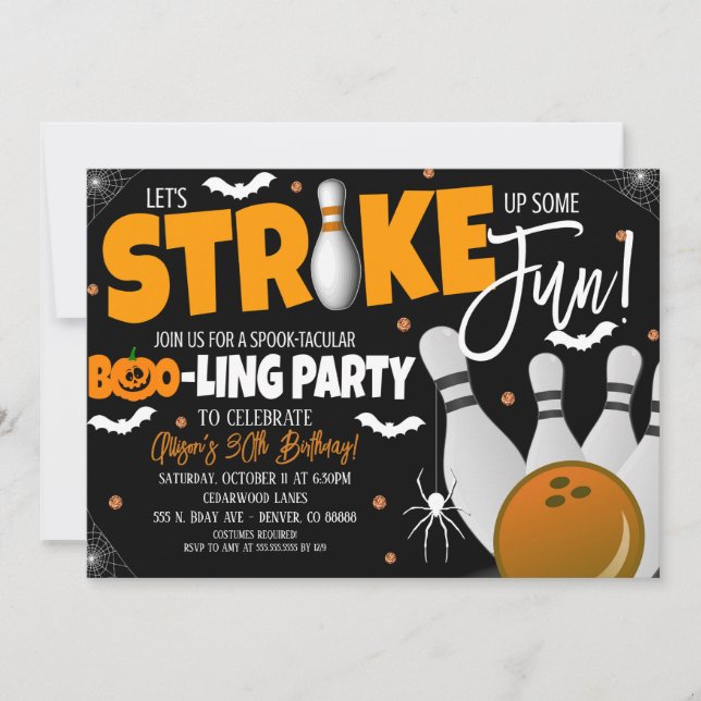 Halloween Bowling Party Invitation (Front)