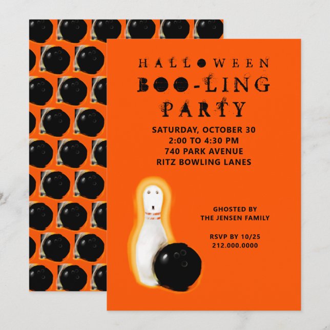 Halloween Bowling Party Invitations (Front/Back)