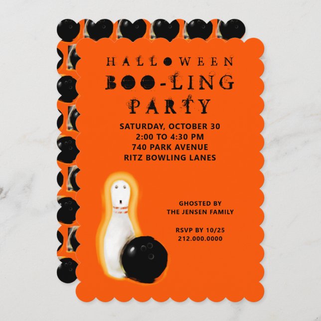 Halloween Bowling Party Invitations (Front/Back)