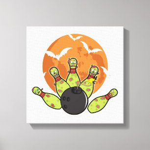 Halloween Bowling Zombie Pins Bats Bowler Gift Canvas Print
