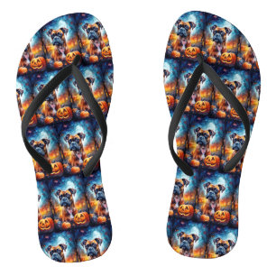 Halloween Boxer With Pumpkins Scary Jandals