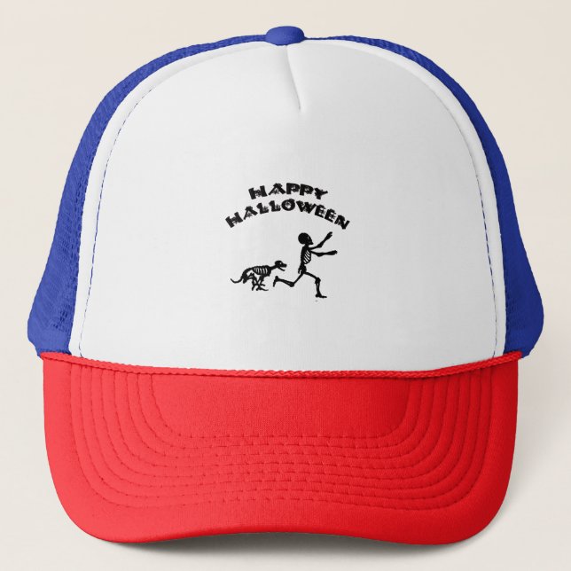 Halloween Boy and Dog Trucker Hat (Front)