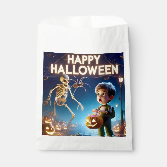 HALLOWEEN ~ Boy and Skeleton ~ Favour Bags (Front)