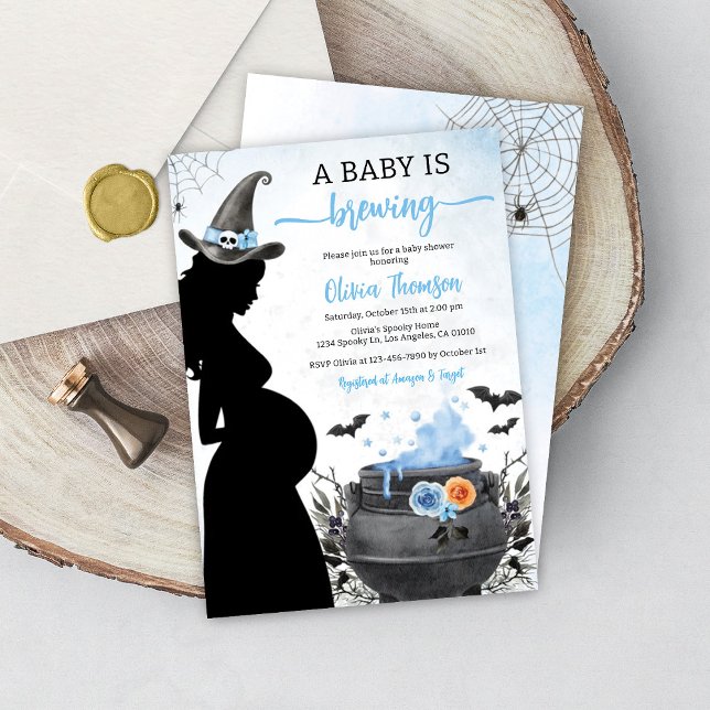 Halloween Boy Baby Shower Baby Is Brewing Invitation (Creator Uploaded)
