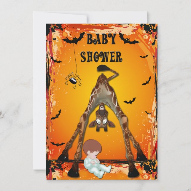 Halloween Boy Baby Shower Funny Giraffe Invitation (Front)