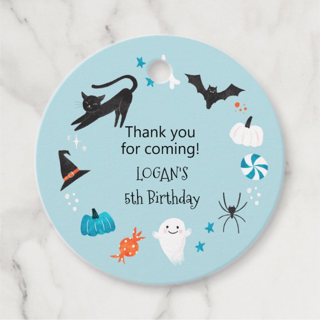 Halloween Boy Birthday Party  Favour Tags (Front)