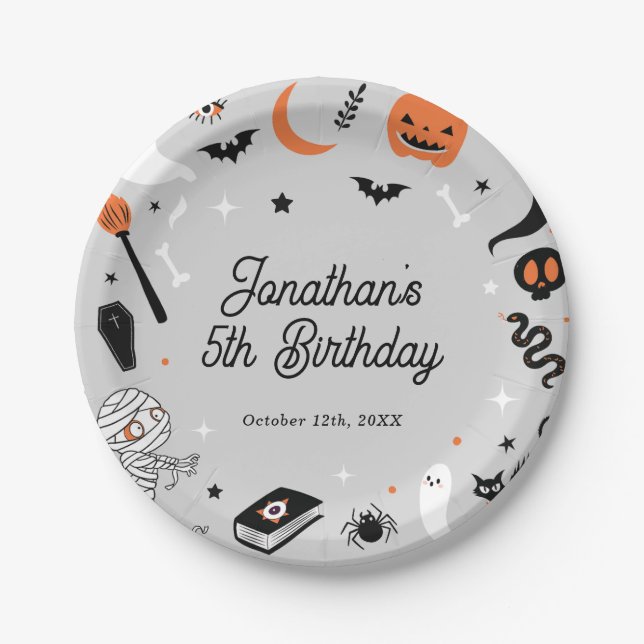 Halloween Boy Birthday Party  Paper Plate (Front)