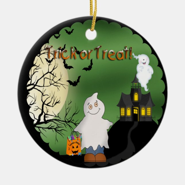 Halloween Boy Ghost Round Ornament (Front)