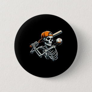 Halloween Boys Batting Skeleton Baseball 6 Cm Round Badge