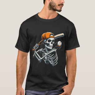 Halloween Boys Batting Skeleton Baseball T-Shirt