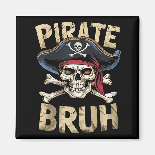 Halloween Boys Bruh Pirate Skull Crossbones Magnet (Front)