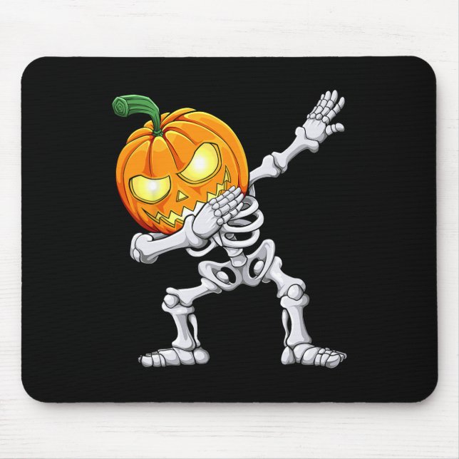 Halloween Boys Dabbing Skeleton Scary Pumpkin Jack Mouse Pad (Front)