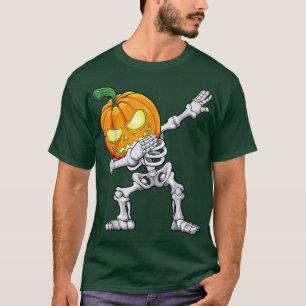 Halloween Boys Dabbing Skeleton Scary Pumpkin Jack T-Shirt
