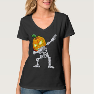 Halloween Boys Dabbing Skeleton Scary Pumpkin Jack T-Shirt