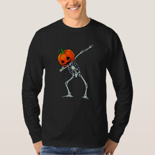 Halloween Boys Dabbing Skeleton Scary Pumpkin Jack T-Shirt