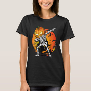 Halloween Boys Dabbing Skeleton Scary Pumpkin Jack T-Shirt